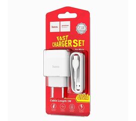  Адаптер Сетевой с кабелем Hoco C72A Glorious 1USB/5V/2.1A +micro USB (white) 