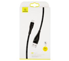  Дата-Кабель USAMS-SJ397 USB - Lightning (3 м) нейлоновая оплетка, черный (SJ397USB01) 