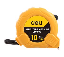  Рулетка Deli DL9010B 10мх25мм, метрическая, ударопрочный корпус 