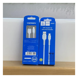  USB-кабель Denmen D42T, Type-C, силикон, 1.0 м, круглый, белый, фирменная упаковка 