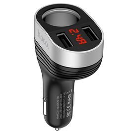  Автомобильное зарядное устройство HOCO Z29 Regal, 2xUSB + прикуриватель, 3.1A, 96W, черный 