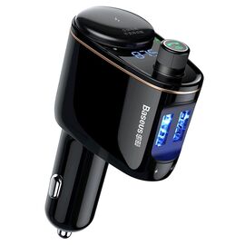  Автомобильное зарядное устройство с FM-Трансмиттер BASEUS S-06, 2xUSB + прикуриватель, 3.4A, черный 