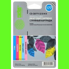  Картридж струйный Cactus CS-C8771/2/3/4/5 многоцветный для №177 HP PhotoSmart 3213/3313/8253 (11,4ml 