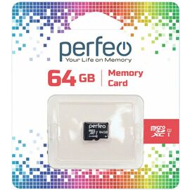  Карта памяти Perfeo microSDXC 64GB High-Capacity (Class 10) UHS-1 без адаптера 