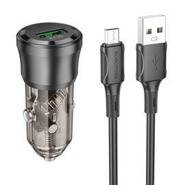  АЗУ 1USB 3.0A QC3.0 18W быстрая зарядка для micro USB Borofone BZ23 (Transparent Black) 