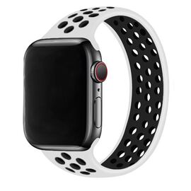  Ремешок-браслет силиконовый перфорированный Great Case Solo Loop для Apple Watch 42/44/45/49 мм, L(155мм), белый+черный (10) 