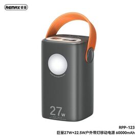  Внешний аккумулятор REMAX RPP-123 Gutitan Series 60000mAh 27W+22.5W с фонариком  (Gray) 