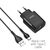  Блок питания сетевой 1 USB HOCO, C72Q, Glorious, 2400mA, пластик, QC3.0, кабель Type-C, цвет: чёрный (1/30/180) 