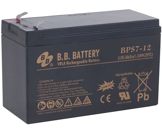  Аккумулятор 12В 7,0Ач BB Baterry BPS 7-12, 2,54 kg, 151x65x93 mm 