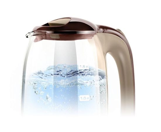 Чайник Centek CT-0034 Coffee <Vancouver> стекло, 1.8л, 2200Вт, внутренняя LED подсветка, кнопка 