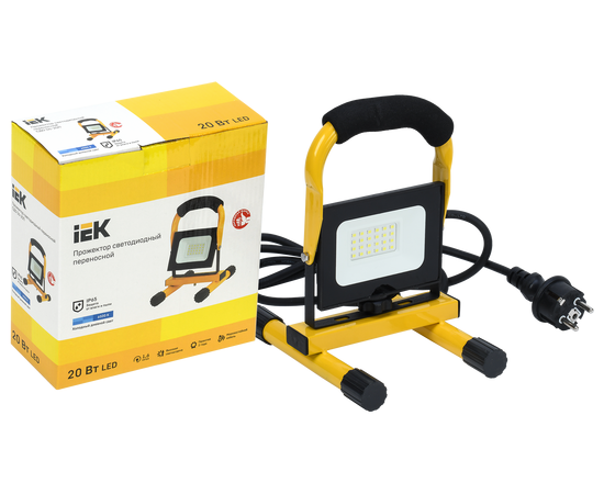 Прожектор Iek LPDO603-020-65-K02 СДО 06-20П переносной 6500К IP65 черный 
