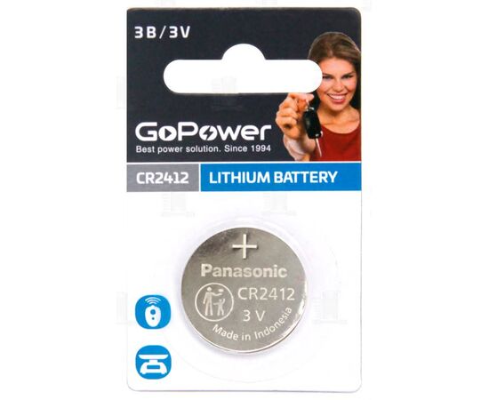  Батарейка GoPower CR2412 BL1 Lithium 3V (1/5/500) 