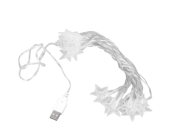  Гирлянда, USB, звезда, 3 метра, 20ламп, цветная 