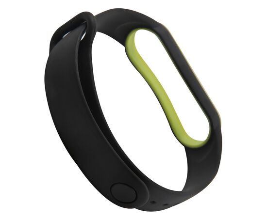  Ремешок двухцветный для фитнес-браслета Xiaomi Mi Band 5/ Mi Smart Band 6, черный с желтой окантовкой 