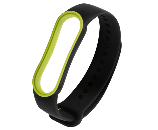  Ремешок двухцветный для фитнес-браслета Xiaomi Mi Band 5/ Mi Smart Band 6, черный с желтой окантовкой 
