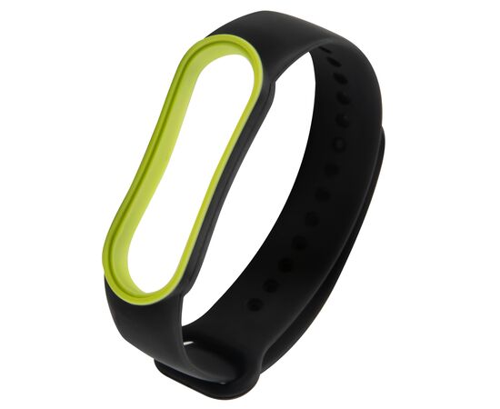  Ремешок двухцветный для фитнес-браслета Xiaomi Mi Band 5/ Mi Smart Band 6, черный с желтой окантовкой 
