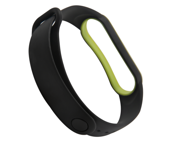  Ремешок двухцветный для фитнес-браслета Xiaomi Mi Band 5/ Mi Smart Band 6, черный с желтой окантовкой 