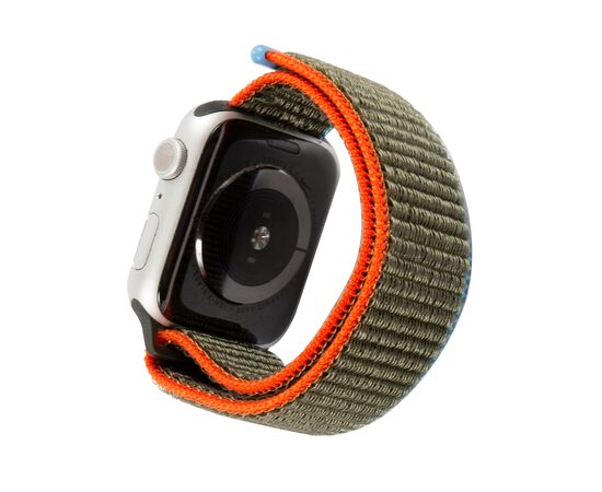  Ремешок нейлоновый MB для Apple watch - 38-40 mm (S3/S4/S5 SE/S6), оливковый с сине-красным краем 
