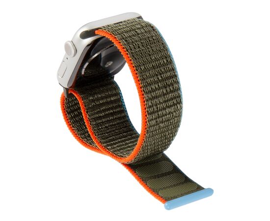  Ремешок нейлоновый MB для Apple watch - 38-40 mm (S3/S4/S5 SE/S6), оливковый с сине-красным краем 