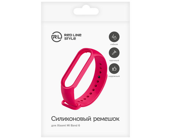  Ремешок силиконовый для Xiaomi Mi Band 6, розово-красный, №33 