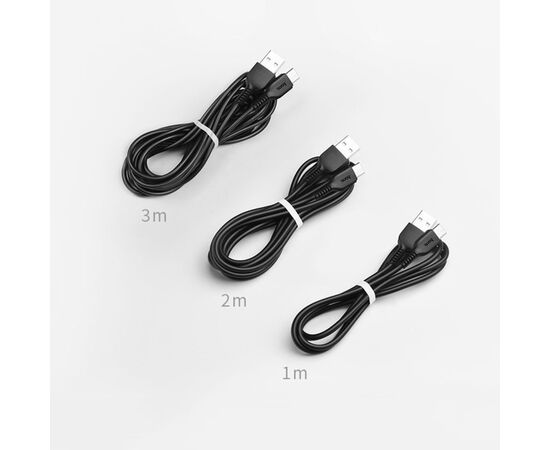  Кабель USB - 8 pin HOCO X20, 3.0м, круглый, 2.1A, силикон, цвет: чёрный (1/30/300) 