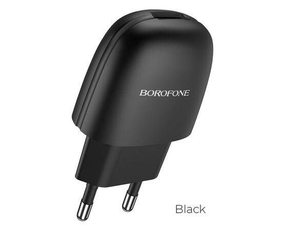  Блок питания сетевой 1 USB Borofone, BA49A, Vast, 2400mA, пластик, цвет: чёрный (1/44/176) 
