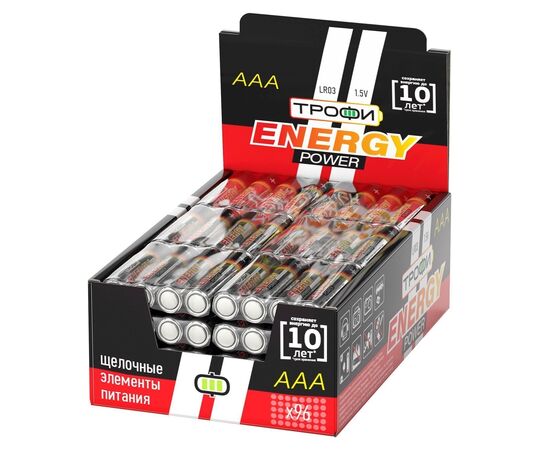  Батарейка AAA Трофи LR03 promo-box ENERGY Alkaline (4) (94/384) (211768) 