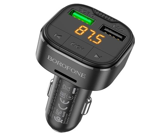  Автомобильный FM-трансмиттер Borofone BC43 QC3.0 BT FM (black) (213533) 