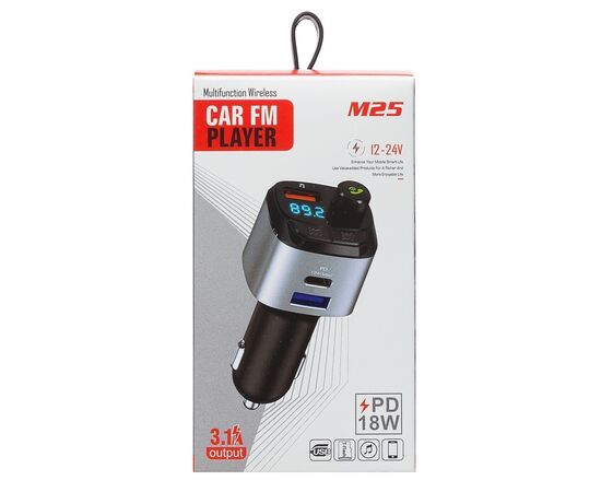  Автомобильный FM-трансмиттер - M25 2USB/PD18W (black) (212242) 