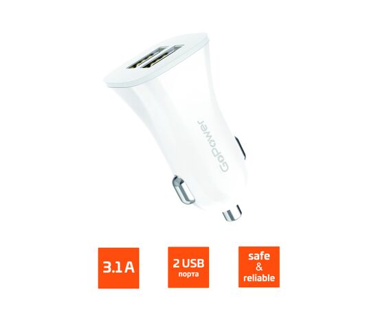  АЗУ GoPower GPC06-2U (00-00022625) 2USB белый 