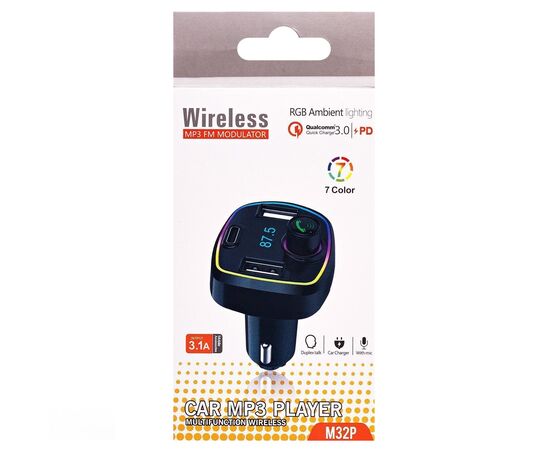  Автомобильный FM-трансмиттер - M33 2USB/PD18W (black) (212250) 