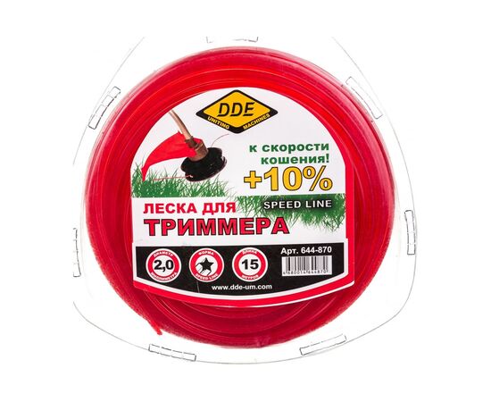  Корд триммерный DDE Speed line 644-870 звезда 2,0ммх15м, красный в блистере 