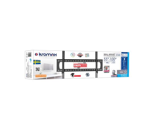  Кронштейн Kromax STAR PRO-111 черный 55"-100" макс.103кг фиксированный 
