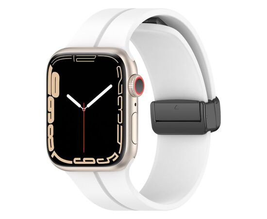  Ремешок на магнитной застёжки-бабочки APW29  для Apple Watch 42/44/45мм  / Браслет силиконовый с soft touch (соф тач) покрытием для Smart X8 Ultra, Smart GS8 Ultra/ белый 