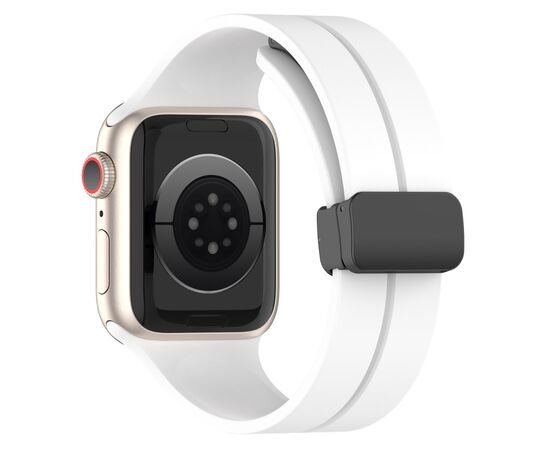  Ремешок на магнитной застёжки-бабочки APW29  для Apple Watch 42/44/45мм  / Браслет силиконовый с soft touch (соф тач) покрытием для Smart X8 Ultra, Smart GS8 Ultra/ белый 