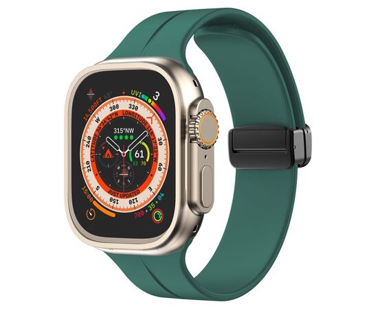  Ремешок на магнитной застёжки-бабочки APW29  для Apple Watch 38/40/41мм  / Браслет силиконовый с soft touch (соф тач) покрытием для Smart X7 mini/Smart GS8 mini/ сосновый 