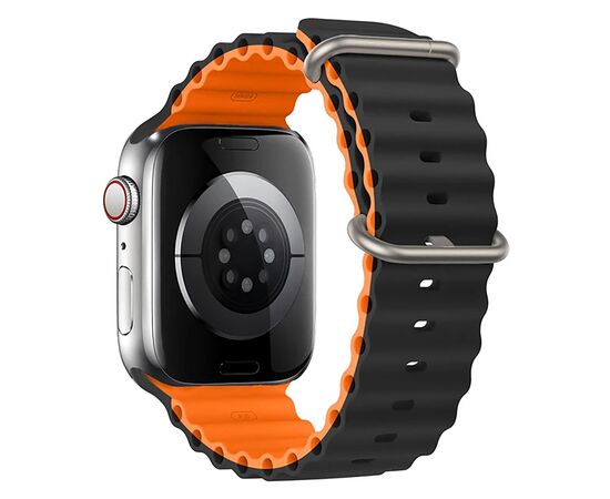  Силиконовый браслет  Ocean Band для Apple Watch 42/44/45/49/  для Smart X8 Ultra, Smart GS8 Ultra / черный-оранжевый 