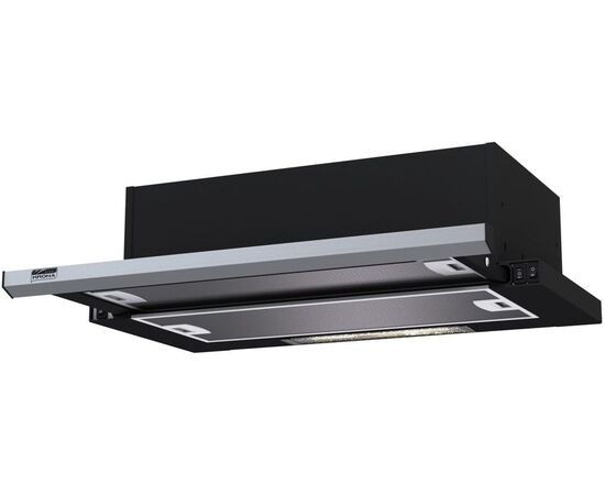  Вытяжка встраиваемая Krona Kamilla 600 slim черный/нерж кнопочное (2 мотора) 