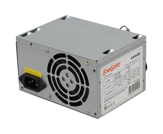  Блок питания ExeGate AAA400 (ES259590RUS-PC) 400W (ATX, PC, 8cm fan, 24pin, 4pin, 2xSATA, IDE, кабель 220V в комплекте) 