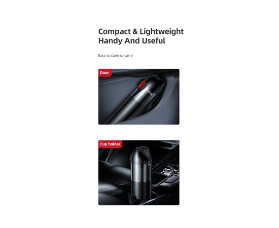 Автомобильный пылесос USAMS Mini Handheld Vacuum Cleaner - Geoz Series, 1.5A, 7800mAh, черный 