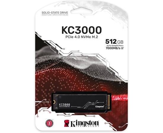  SSD M.2 512GB PCI-e4.0 Kingston KC3000 Series (SKC3000S/512G) (PCI-E 4.0 x4, up to 7000/3900Mbs, 900000 IOPS, 3D TLC, NVMe, 400TBW, Phison E18, 22х80m (PCI-E 4.0 x4, up to 7000/3900Mbs, 900000 IOPS, 3D TLC, NVMe, 400TBW, Phison E18, 22х80mm, LP) 