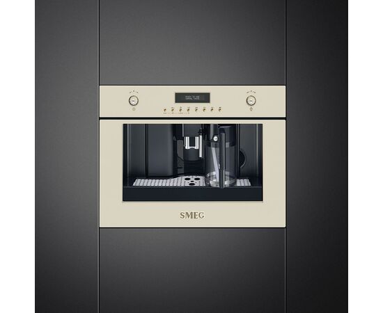  Встраиваемая кофемашина SMEG CMS8451P Coloniale автоматическая, кремовый, фурнитура позолоченная и латунная в комплекте 