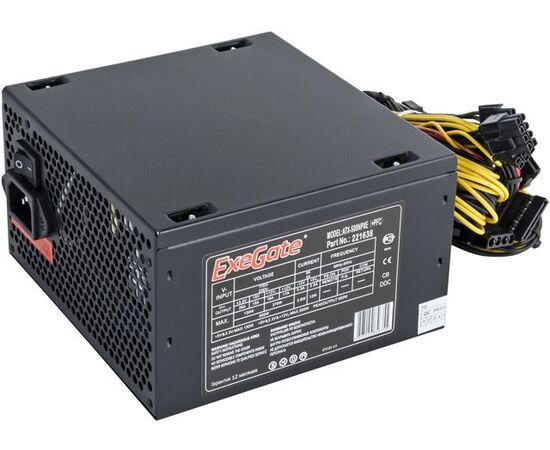  Блок питания Exegate EX221638RUS 500NPXE(+PFC), ATX, black, 12cm fan, 24+4pin, 6pin PCI-E, 3xSATA 
