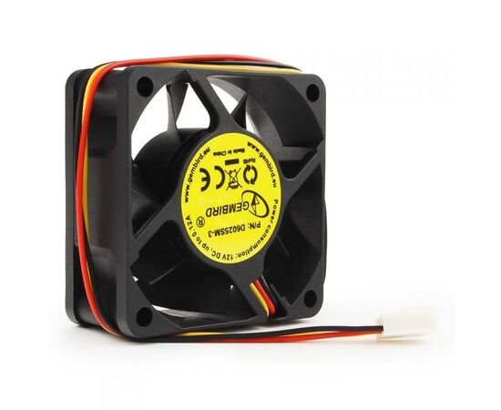  Вентилятор 60 мм Gembird D6025SM-3, 60x60x25, 3 pin 4000 rpm, 25 dBA, втулка (sleeve), MTBF: 30000 часов, длина провода 25 см 