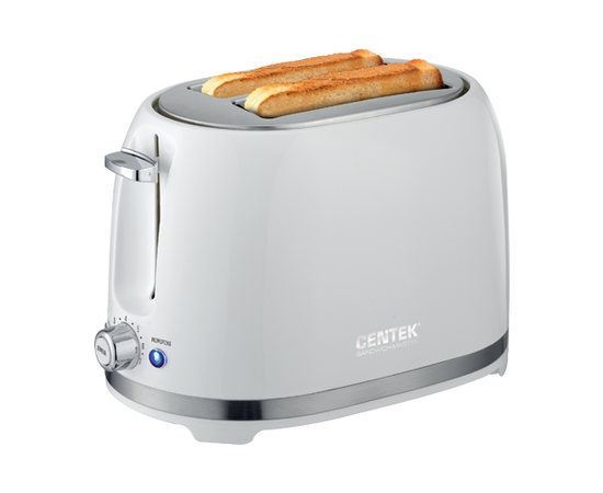  Тостер Centek СТ- 1432 (белый) 850Вт 7ур. прожарки, 2 тоста. поддон, стоп. подогрев. разморозка 