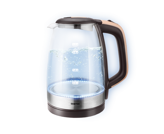  Чайник Centek СТ-0065 (бежев) стекло. 1.7 л 2200Вт. LED-подсветка 