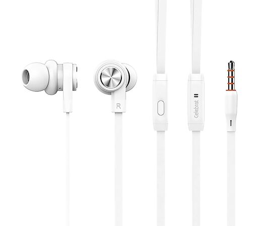  Проводные наушники с микрофоном внутриканальные Celebrat D9 Jack 3,5 (white) (125806) 