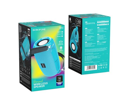  Колонка портативная Borofone BR4, Horizon, пластик, Bluetooth, USB, microSD, AUX, цвет: светло синий (1/50) 
