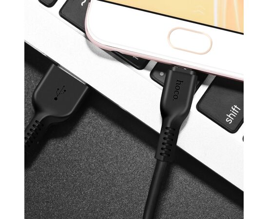 Кабель USB - 8 pin HOCO X13 Easy, 1.0м, круглый, 2.4A, силикон, цвет: чёрный(1/36/360) 