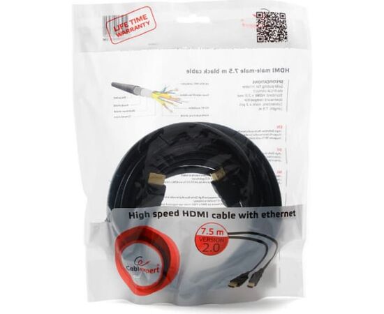  Кабель Cablexpert CC-HDMI4-7.5M HDMI v2.0 19M/19M 7.5м черный 
